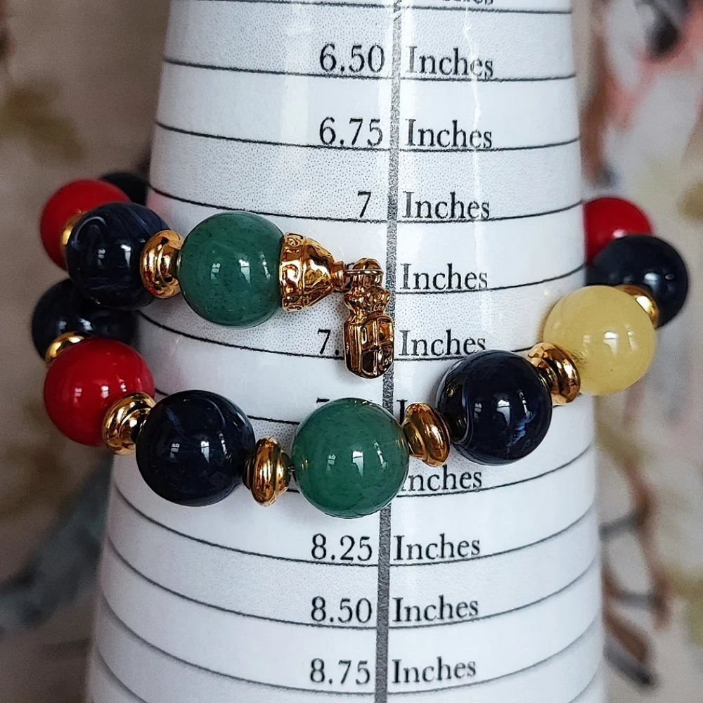 Lauren Conrad Vintage Bold Primary Colors Lucite Beaded Memory Wire Bracelet EUC